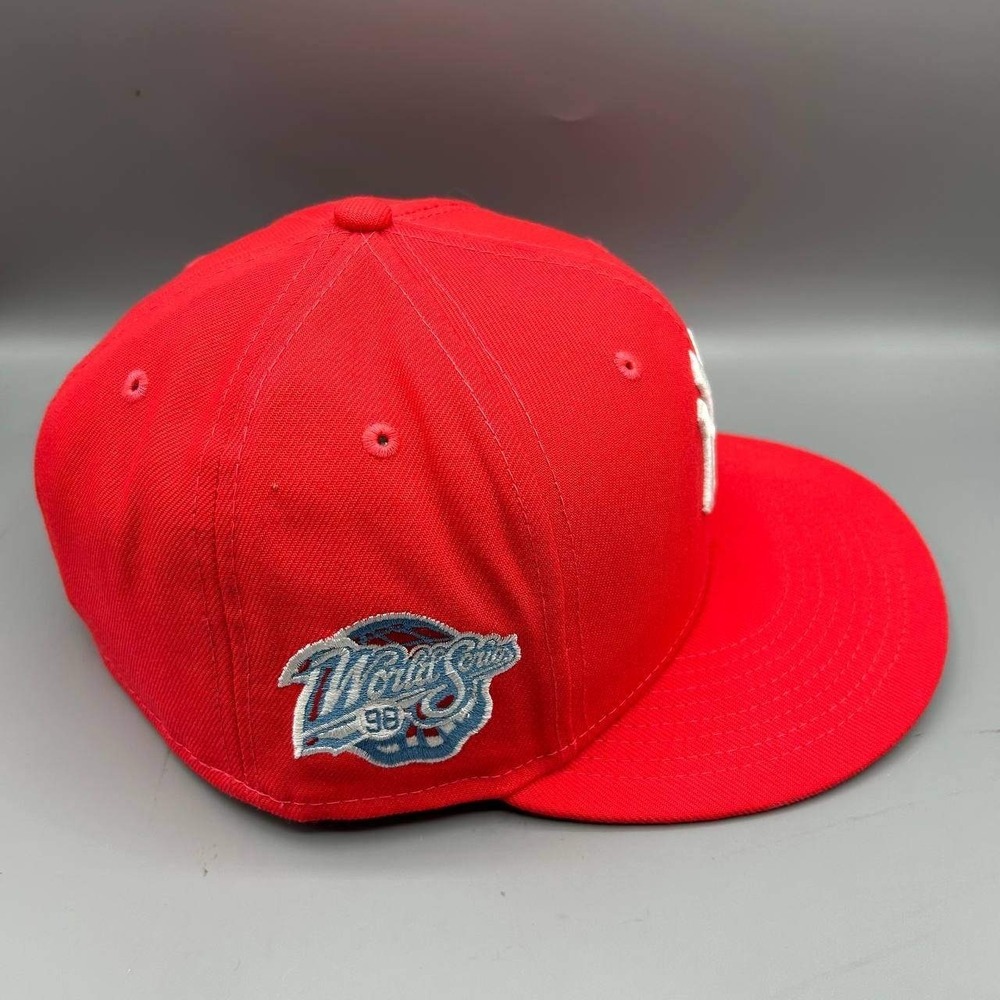 New York Yankees Hat Men 7 3/8 Red Blue 59Fifty New Era MLB Fitted Cap